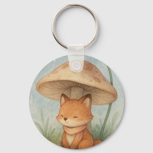 Kleine vos in de regen sleutelhanger (Achterkant)
