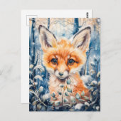 Kleine vos in de winter kruiden briefkaart (Voorkant / Achterkant)