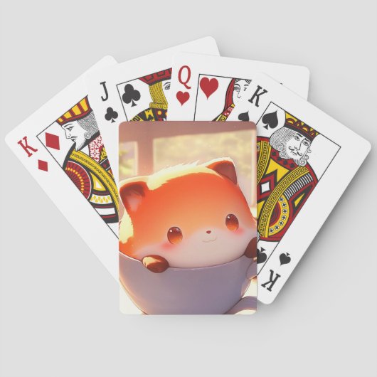 Kleine vos in een theekopje pokerkaarten (Achterkant)