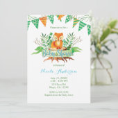 Kleine vos in het bos Waterverf Baby shower Kaart (Staand voorkant)