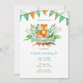 Kleine vos in het bos Waterverf verjaardagsfeest Kaart (Voorkant)