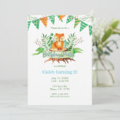 Kleine vos in het bos Waterverf verjaardagsfeest Kaart (Staand voorkant)