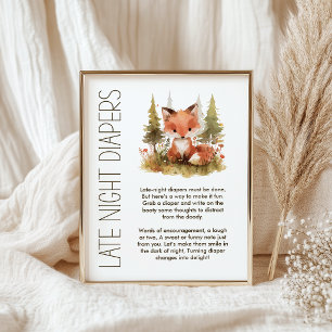 Kleine Vos Laat Nacht Luier Baby Shower Spel Poster