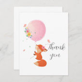 Kleine vos met ballon, bedankt kaart (Voorkant / Achterkant)