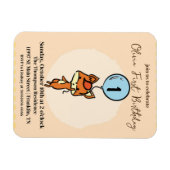 Kleine vos met ballonnen 1e verjaardag magneet (Horizontaal)