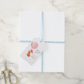 Kleine vos met roze ballon Gift Label Cadeaulabel (Met Touw)