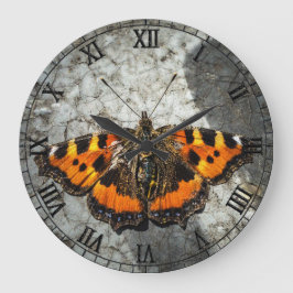 Kleine Vos Oranje Vlinder Grunge Kunst Grote Klok