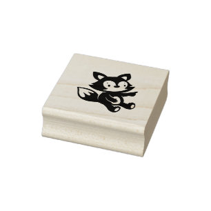 Kleine vos wijzende vinger rubberstempel