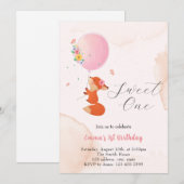 Kleine vosbaby vliegt met ballon kaart (Voorkant / Achterkant)