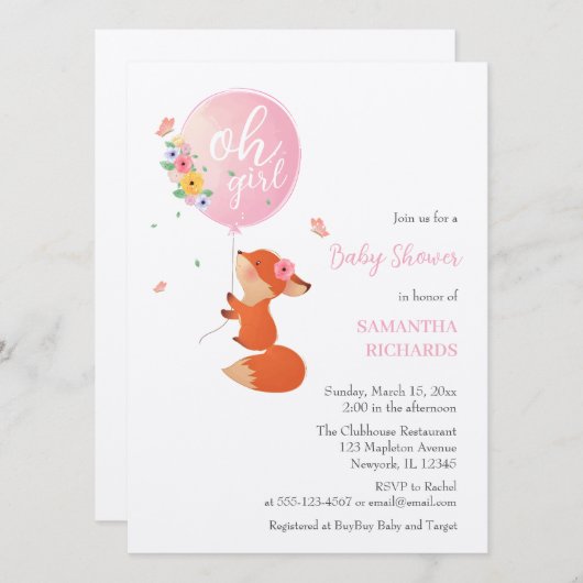 Kleine vossenvliegen met ballonvaarding kaart (Voorkant / Achterkant)