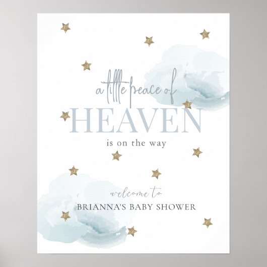 Kleine Vrede Hemel Blauwe Jongen Baby Shower Welko Poster (Voorkant)