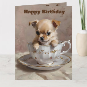 Kleine Vreugde: Chihuahua Puppy in een Theekopje,  Kaart