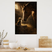Kleine vriend | Paard & Kitten | Poster (Keuken)