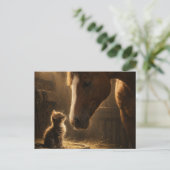 Kleine vriend | Paard & Kitten | Postkaart (Staand voorkant)