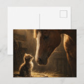 Kleine vriend | Paard & Kitten | Postkaart (Voorkant / Achterkant)