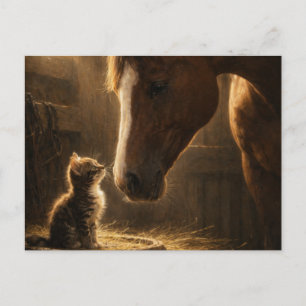 Kleine vriend Paard & Kitten Postkaart