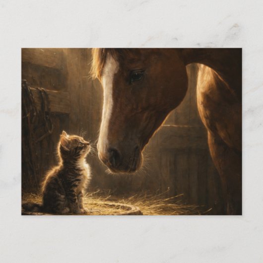 Kleine vriend | Paard & Kitten | Postkaart (Voorkant)