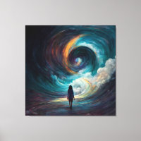 Kleine vrouw die de Wave Vortex-kunst tegenkomt