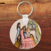 Kleine vrouwen brief scene in de winter sleutelhan sleutelhanger (Voorkant)