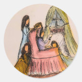 Kleine vrouwen lezen brief Sticker (Voorkant)