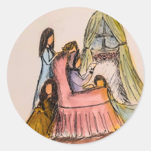 Kleine vrouwen lezen brief Sticker (Voorkant)