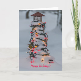 Kleine vuurtoren gedecormeerd voor Kerstmis Kaart