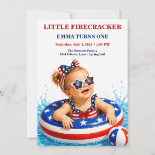 Kleine Vuurwerk 1e Verjaardag Patriottisch Kaart