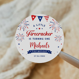 Kleine Vuurwerk 4 juli 1e verjaardag Ronde Sticker