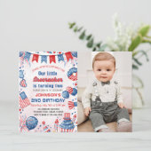 Kleine vuurwerk 4 juli 2e verjaardagsfoto kaart (Staand voorkant)