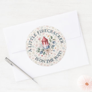 Kleine Vuurwerk Patriottische 4 juli Baby Shower Ronde Sticker