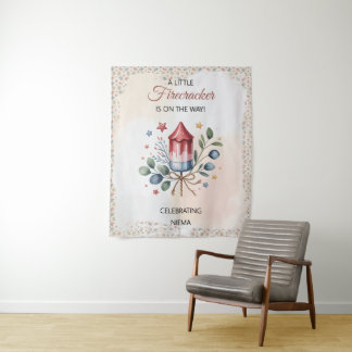Kleine Vuurwerk Patriottische 4 juli Baby Shower Wandkleed