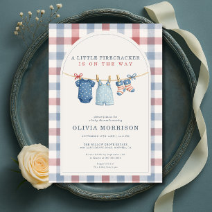 Kleine vuurwerk waslijn baby shower kaart