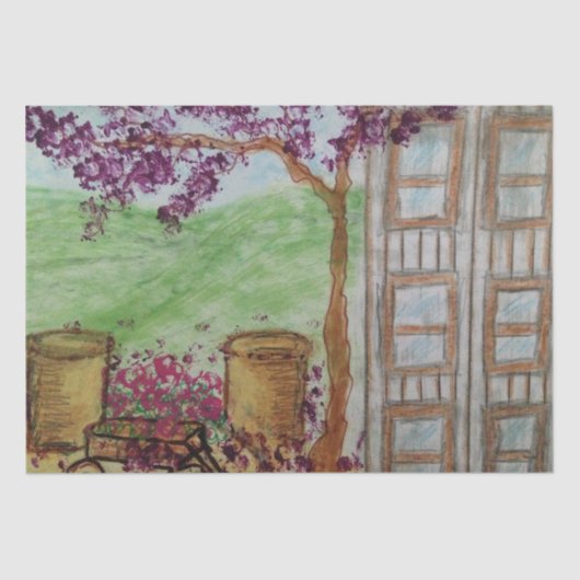 Kleine wagen met bloemen tissuepapier (Voorkant)