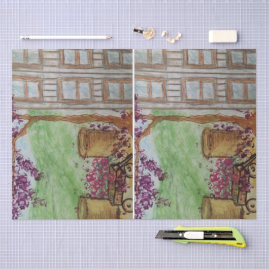 Kleine wagen met bloemen tissuepapier (Craft)