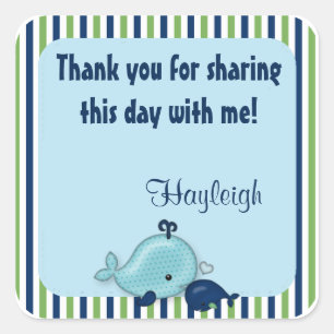 Kleine walvis Baby mama kus vierkante sticker