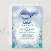 Kleine walvis onder het Baby shower Zee Kaart (Voorkant)