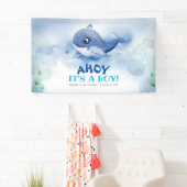 Kleine walvis onder het Zee Baby shower Spandoek (Insitu)
