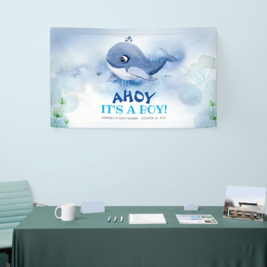 Kleine walvis onder het Zee Baby shower Spandoek (Beurs)