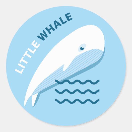 Kleine walvis. ronde sticker (Voorkant)