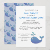 Kleine walvis/Squirt Blue White Couple's Shower Kaart (Voorkant / Achterkant)