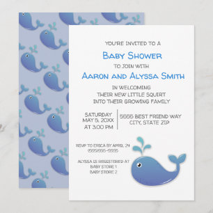 Kleine walvis/Squirt Blue White Couple's Shower Kaart