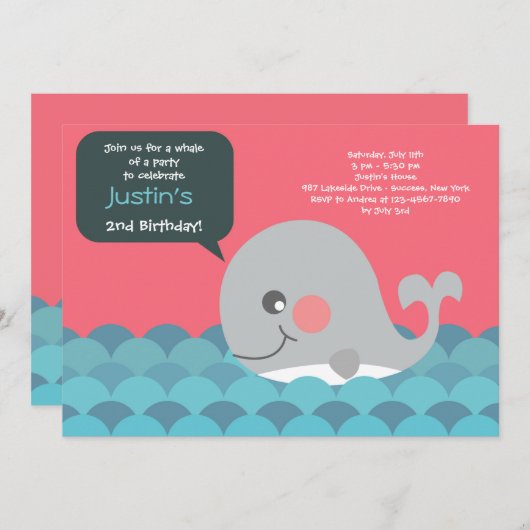 Kleine walvis uitnodiging (Voorkant / Achterkant)