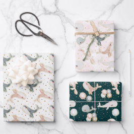 Kleine walvis Waterverf onder het Zee dier Inpakpapier Vel