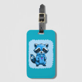 Kleine wasbeer in blauw Bagagelabel (Voorkant (verticaal))