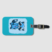 Kleine wasbeer in blauw Bagagelabel (Voorkant (horizontaal))