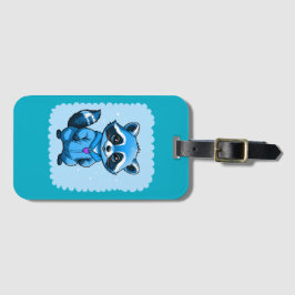 Kleine wasbeer in blauw Bagagelabel