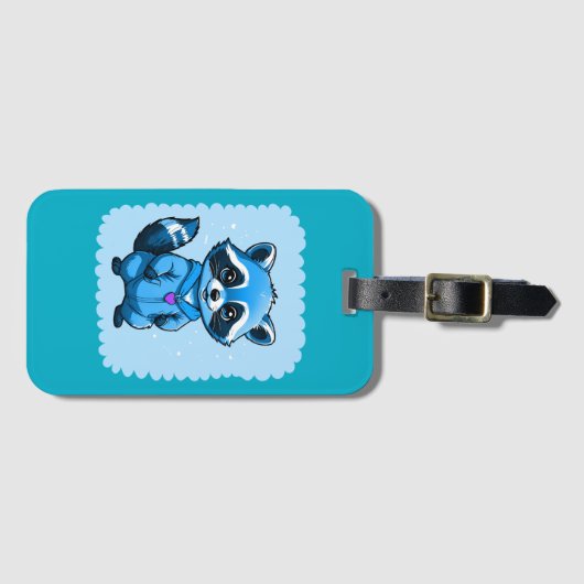Kleine wasbeer in blauw Bagagelabel (Voorkant (horizontaal))