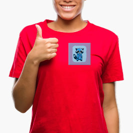 Kleine wasbeer in blauwe Button