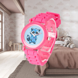 Kleine wasbeer in blauwe eWatch Horloge