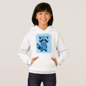 Kleine wasbeer in blauwe hoodie (Voorkant volledig)